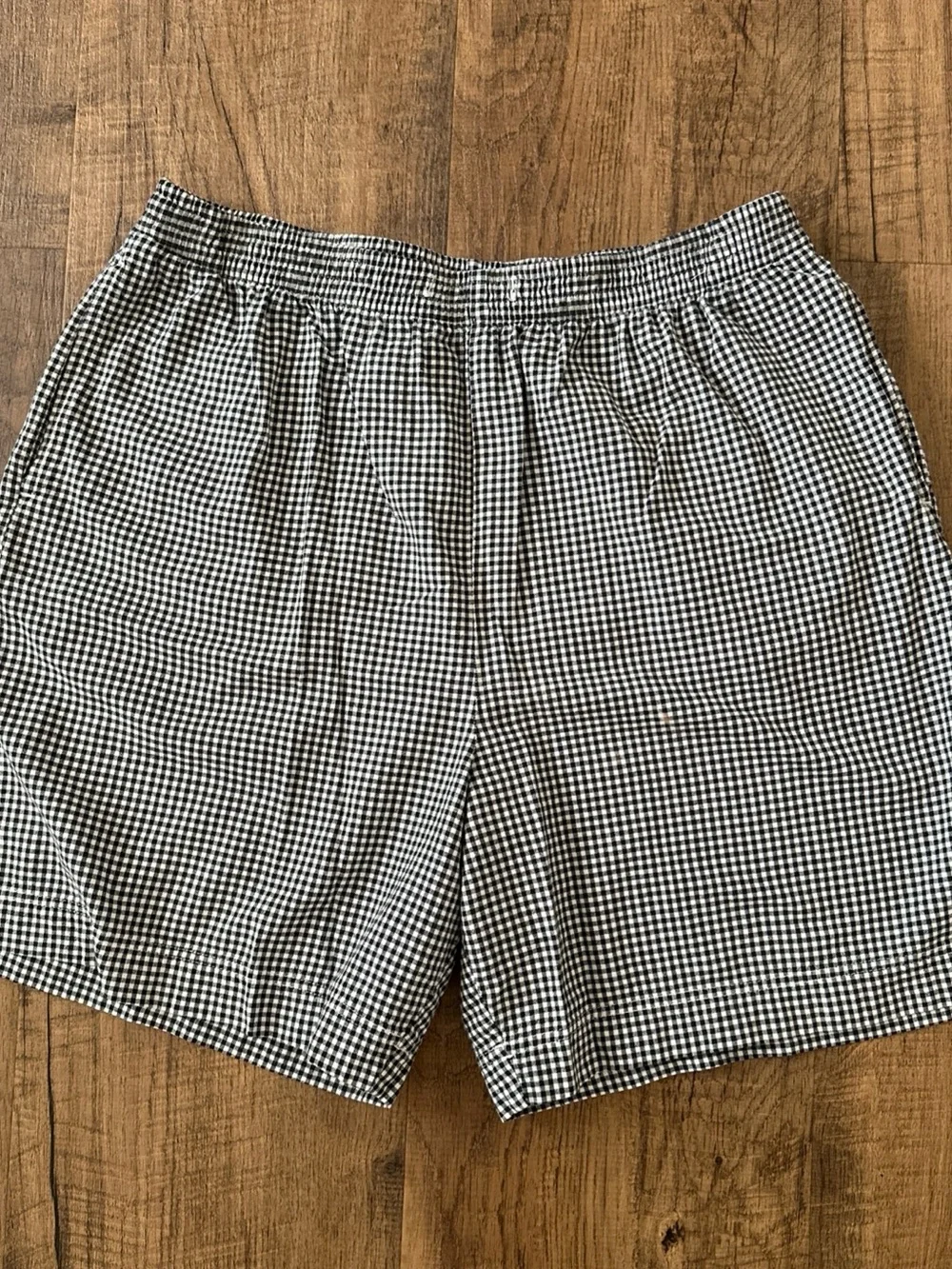 Black & White Gingham Elastic Waist Shorts Vintage Baxter & Wells Large
